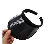 LLLucky Unisex Sommer Bonbonfarbe UV-Schutz Open Top Sonnenblende Hut Transparent PVC Kunststoff Breite Krempe Clip-On Sport Strandkappe Schwarz