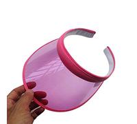 LLLucky Unisex Sommer Bonbonfarbe UV-Schutz Open Top Sonnenblende Hut Transparent PVC Kunststoff Breite Krempe Clip-On Sport Strandkappe Pink