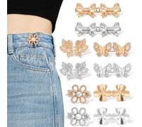 LLOUSSAK 14 Stück Hosen Enger Machen Clip, Metall Hosenbund enger Machen Jeans Hosenknöpfe ohne Nähen Verstellbare Jeansknöpfe zum Verkleinern der Hosentaille