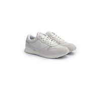 LLOYD Damen Sneakers | Low Top Sneaker Weiss 40 Mesh | Genarbtes Leder | Rauleder