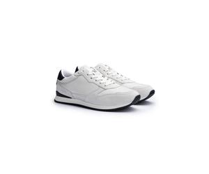 LLOYD Herren Sneakers | Low Tops Weiss 42.5 Genarbtes Leder | Rauleder