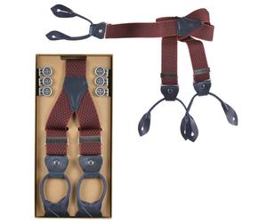 Lloyd Hosenträger bordeaux gemustert Y Form Holländer 120cm 35mm Lederrückenteil und Laschen in blau mit Knöpfen zum Anclippen - 6763-14