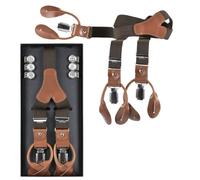 Lloyd Hosenträger braun Y Form Holländer 120cm 25mm Lederrückenteil und Laschen in braun mit Knöpfen und Clips - 6747-40