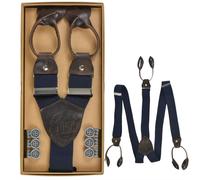 Lloyd Hosenträger marine dunkelblau Y Form Holländer 120cm 35mm Lederrückenteil und Laschen mit Knöpfen zum Anclippen - 6726-12