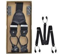 LLOYD 05 120 Hosenträger Leder Rückenteil und Roll-Clips, Schwarz, 35mm