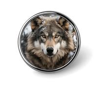 Lmage of Wolf in the Snow Button Badge Classic Cute Brooches Fashion Round Badge Exquisite Metal Revers Pin Personalized Pins Buttons for Clothing Backpack Hat Jackets Decoration