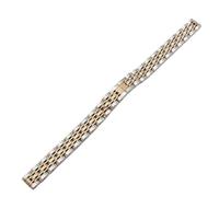 LMINGZE Damen-Uhrenarmband aus Edelstahl, 10 mm, 12 mm, 14 mm, 16 mm, kleine Größe, massives Metallarmband, universell(Silver Rose Gold,15mm)