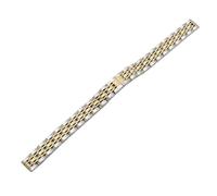 LMINGZE Damen-Uhrenarmband aus Edelstahl, 10 mm, 12 mm, 14 mm, 16 mm, kleine Größe, massives Metallarmband, universell(Silver Gold,10mm)