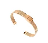 LMINGZE Damen-Uhrenarmband aus Edelstahl, 10 mm, 12 mm, 14 mm, kleine Größe, exquisites Metallarmband, universell(Rose Gold A,14mm)