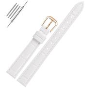 LMINGZE Damen-Uhrenarmband aus Leder, 10 mm, 12 mm, 14 mm, 16 mm, Bambusmuster, universelles Ersatzarmband(White RG,10mm)