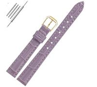 LMINGZE Damen-Uhrenarmband aus Leder, 10 mm, 12 mm, 14 mm, 16 mm, Bambusmuster, universelles Ersatzarmband(Purple G,14mm)