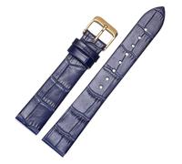 LMINGZE Damen-Uhrenarmband aus Leder, 10 mm, 12 mm, 14 mm, 16 mm, universelles blaues Uhrenarmband, Faltschließe, Dornschließe(Blue C G1,14mm)