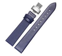 LMINGZE Damen-Uhrenarmband aus Leder, 10 mm, 12 mm, 14 mm, 16 mm, universelles blaues Uhrenarmband, Faltschließe, Dornschließe(Blue B S2,16mm)