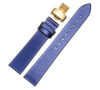 LMINGZE Damen-Uhrenarmband aus Leder, 10 mm, 12 mm, 14 mm, 16 mm, universelles blaues Uhrenarmband, Faltschließe, Dornschließe(Blue A G2,14mm)