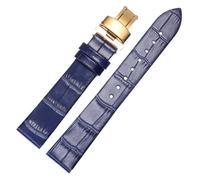 LMINGZE Damen-Uhrenarmband aus Leder, 10 mm, 12 mm, 14 mm, 16 mm, universelles blaues Uhrenarmband, Faltschließe, Dornschließe(Blue C G2,18mm)
