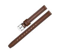 LMINGZE Damen-Uhrenarmband aus Leder, 10 mm, 12 mm, 14 mm, kleine Größe, Universal-Uhrenarmband, Edelstahl-Schnalle(Brown,14mm)