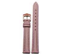 LMINGZE Damen-Uhrenarmband aus Leder, 12 mm, 14 mm, 16 mm, universelles Ersatz-Uhrenarmband, Roségold-Edelstahl-Schnalle(Pink RG,12mm)