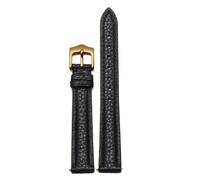 LMINGZE Damen-Uhrenarmband aus Leder, 12 mm, 14 mm, 16 mm, universelles Ersatz-Uhrenarmband, Roségold-Edelstahl-Schnalle(Black G,18mm)
