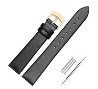 LMINGZE Damen-Uhrenarmband aus Leder, 8 mm, 10 mm, 12 mm, kleine Größe, Universal-Uhrenarmband, Roségold, Edelstahlschnalle(Gold B,Black,14mm)