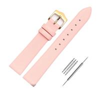 LMINGZE Damen-Uhrenarmband aus Leder, 8 mm, 10 mm, 12 mm, kleine Größe, Universal-Uhrenarmband, Roségold, Edelstahlschnalle(Gold B,Pink,14mm)