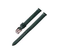 LMINGZE Damen-Uhrenarmband aus Leder, 8 mm, 10 mm, 12 mm, kleine Größe, universelles Uhrenarmband, Edelstahlschließe(Green,12mm)