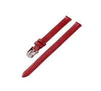 LMINGZE Damen-Uhrenarmband aus Leder, 8 mm, 10 mm, 12 mm, kleine Größe, universelles Uhrenarmband, Edelstahlschließe(Red,12mm)