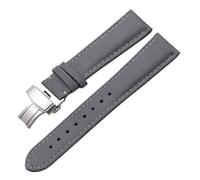 LMINGZE Echtleder-Uhrenarmband, 20 mm, 22 mm, 24 mm, universelles Uhrenarmband, Faltschließe aus Edelstahl(Gray S,20mm)
