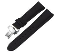 LMINGZE Echtleder-Uhrenarmband, 20 mm, 22 mm, 24 mm, universelles Uhrenarmband, Faltschließe aus Edelstahl(Black S,18mm)
