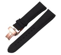 LMINGZE Echtleder-Uhrenarmband, 20 mm, 22 mm, 24 mm, universelles Uhrenarmband, Faltschließe aus Edelstahl(Black RG,24mm)