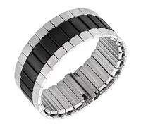 LMINGZE Edelstahl Metall Einziehbares Uhrenarmband 22mm Elastisches Armband Männer Frauen Universal Ersatz(Silver Black,22MM_M(150MM))