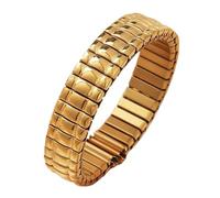 LMINGZE Edelstahl-Stretch-Erweiterungs-Uhrenarmband Männer Frauen Metall-Elastikband Handgelenk Gürtel 18mm 20mm Universal-Armbänder(Gold,18mm)