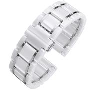 LMINGZE Keramik Uhrenarmband 18mm 20mm 22mm Armband Schnellverschluss Metall Uhrenarmbänder Universal verstellbar(05-White silver,20mm)
