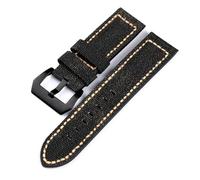 LMINGZE Leder Nylon Uhrenarmband 20mm 22mm 24mm Vintage Weave Armband Canvas Uhrenarmband Sport Universal(Brack Brack Buckle,24mm)