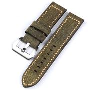 LMINGZE Leder Nylon Uhrenarmband 20mm 22mm 24mm Vintage Weave Armband Canvas Uhrenarmband Sport Universal(Green Silver Buckle,24mm)