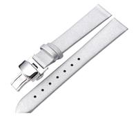 LMINGZE Leder-Uhrenarmband, 10 mm, 12 mm, 18 mm, 20 mm, universelles Uhrenarmband, Faltschließe aus Edelstahl und Dornschließe(Silver 2,20mm)
