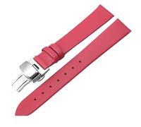 LMINGZE Leder-Uhrenarmband, 10 mm, 12 mm, 18 mm, 20 mm, universelles Uhrenarmband, Faltschließe aus Edelstahl und Dornschließe(Red 2,10mm)