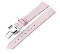 LMINGZE Leder-Uhrenarmband, 10 mm, 12 mm, 18 mm, 20 mm, universelles Uhrenarmband, Faltschließe aus Edelstahl und Dornschließe(Pink 2,10mm)