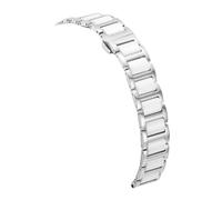 LMINGZE Massives Edelstahl-Keramikarmband, 12 mm bis 22 mm, universelles Uhrenarmband, Schnellverschluss-Armband(Silver-White,15mm)