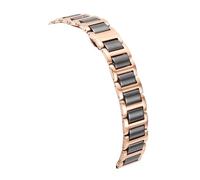 LMINGZE Massives Edelstahl-Keramikarmband, 12 mm bis 22 mm, universelles Uhrenarmband, Schnellverschluss-Armband(Rose Gold-Black,18mm)