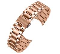 LMINGZE Uhrenarmband aus Edelstahl, 20 mm, 22 mm, Schmetterlingsschnalle, Uhrenarmband aus Metall, Ersatzarmband(Rose Gold,21mm)