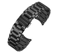 LMINGZE Uhrenarmband aus Edelstahl, 20 mm, 22 mm, Schmetterlingsschnalle, Uhrenarmband aus Metall, Ersatzarmband(Black,20mm)