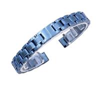LMINGZE Uhrenarmband aus Edelstahl, 8 mm, 10 mm, Faltschließe, Universalband, Metall, Ersatzarmband, Zubehör(Blue B 10mm)