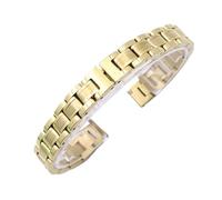 LMINGZE Uhrenarmband aus Edelstahl, 8 mm, 10 mm, Faltschließe, Universalband, Metall, Ersatzarmband, Zubehör(Gold B 10mm)