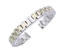 LMINGZE Uhrenarmband aus Edelstahl, 8 mm, 10 mm, Faltschließe, Universalband, Metall, Ersatzarmband, Zubehör(Silver Gold B 10mm)