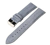 LMINGZE Uhrenarmband aus Leder und Canvas, 18 mm, 20 mm, 22 mm, Schnellverschluss, handgefertigte Nähte, universelles Vintage-Armband(Light Blue,22mm)