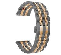 LMINGZE Uhrenarmband Metall Ersatz 20mm 22mm Armband Edelstahlband Schmetterlingsschnalle Schnelle Demontage Universal(Black RG,20mm)