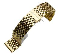 LMINGZE Uhrenarmband mit gebogenem Ende, Edelstahl-Uhrenarmband, 20 mm, 22 mm, Ersatzarmband mit Schmetterlingsverschluss(Gold,24mm)
