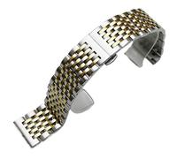 LMINGZE Uhrenarmband mit gebogenem Ende, Edelstahl-Uhrenarmband, 20 mm, 22 mm, Ersatzarmband mit Schmetterlingsverschluss(Silver Gold,22mm)