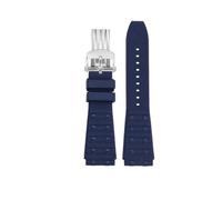 LMPVPDGADZ Fluorkautschuk-Silikon-Uhrenarmband, 22-24 mm, konvexes Gelenk, Schwarz, Blau, Herrenarmband, passend for Breitling Chronomat B01(Blue-Silver,22mm)