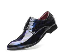 LMUIPMAA Herren Business Schuhe Männlichen Spitzschuhe Oxford Hochzeitschuhe Schnür Lackschuhe Derbyschuhe,Blau,40 EU